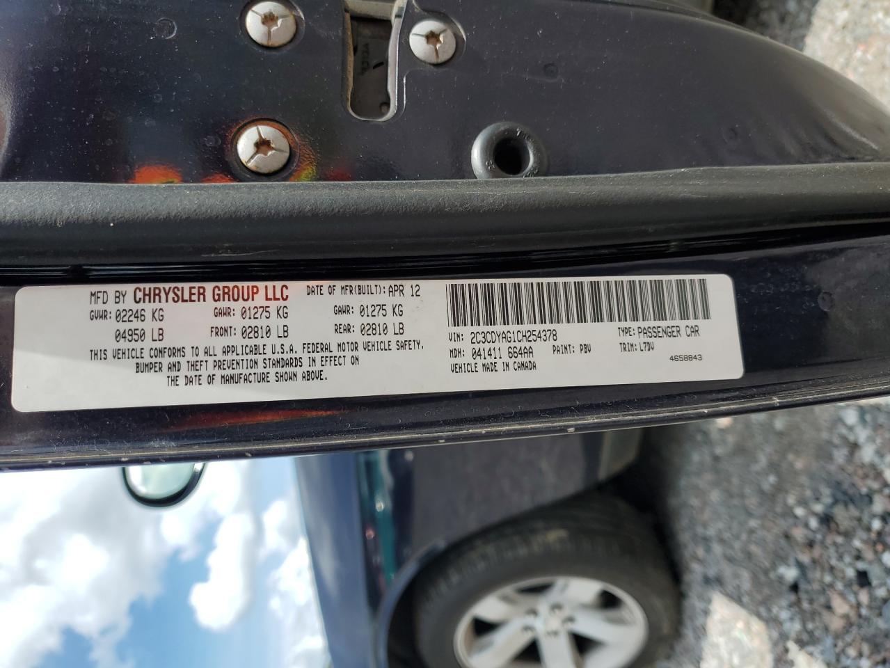 2012 Dodge Challenger Sxt VIN: 2C3CDYAG1CH254378 Lot: 68018935