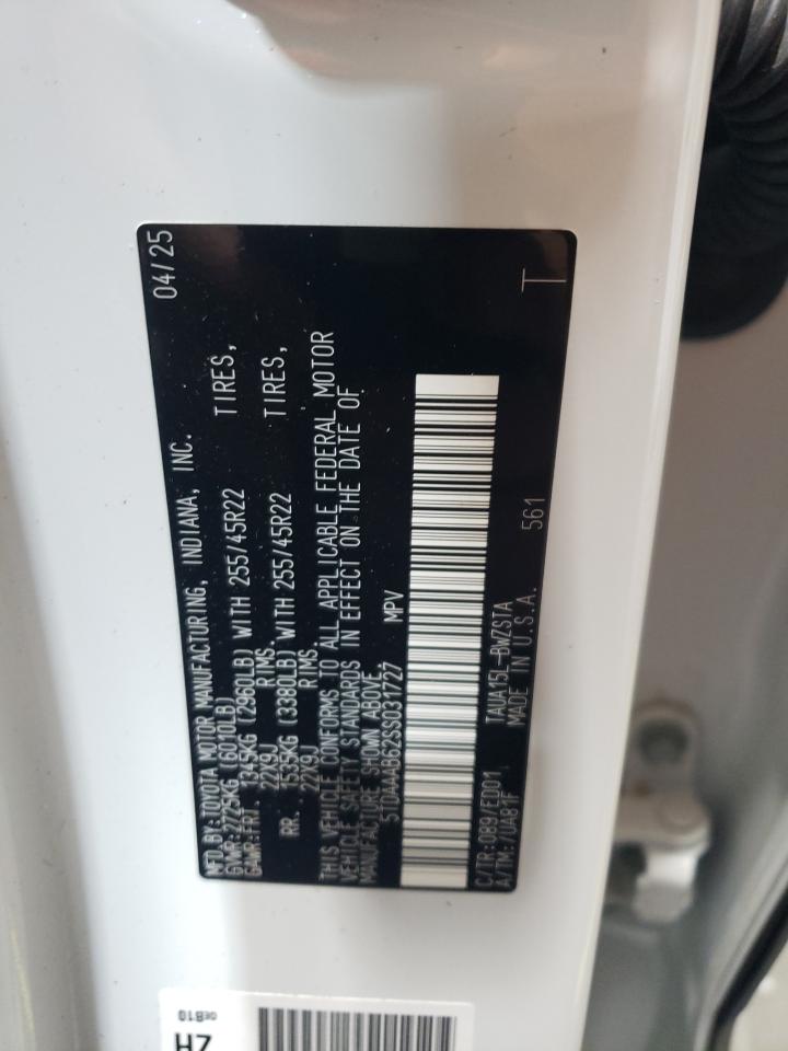 2025 Lexus Tx 350 Base VIN: 5TDAAAB62SS031727 Lot: 69438955