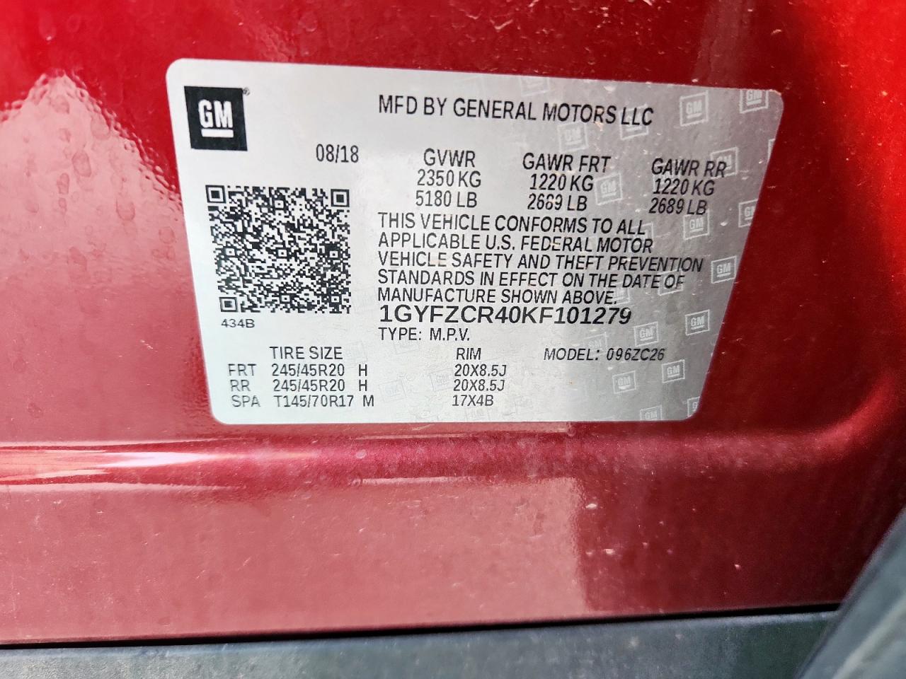 2019 Cadillac Xt4 Premium Luxury VIN: 1GYFZCR40KF101279 Lot: 69316565