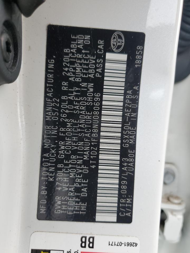 2022 Toyota Avalon Limited VIN: 4T1DZ1FB8NU080696 Lot: 69452585