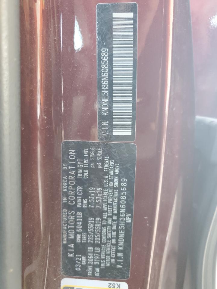 2022 Kia Carnival Sx Prestige VIN: KNDNE5H36N6085689 Lot: 68955955