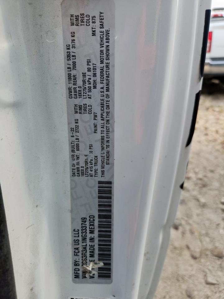2022 Ram 3500 Tradesman VIN: 3C63R3AL1NG333749 Lot: 70479045