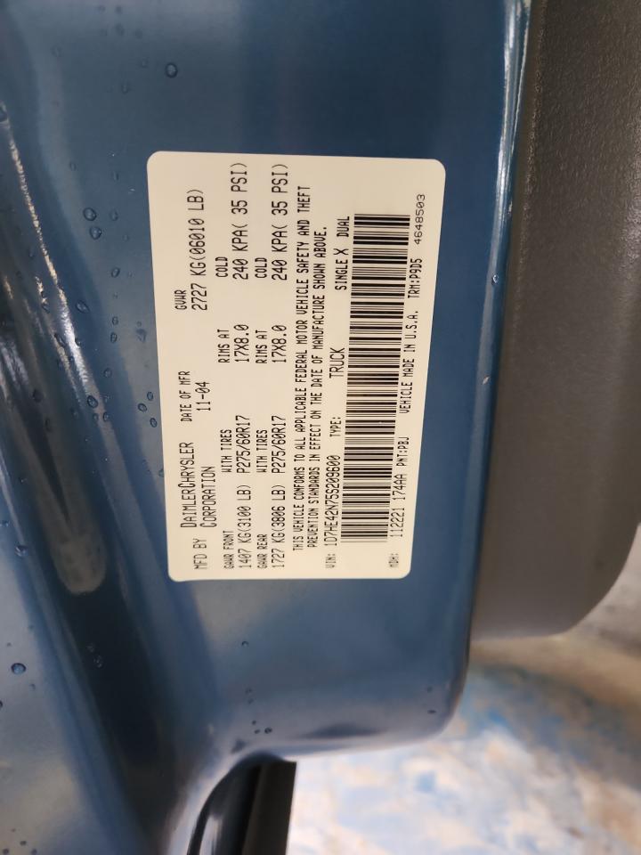 2005 Dodge Dakota Slt VIN: 1D7HE42N75S209600 Lot: 69435895
