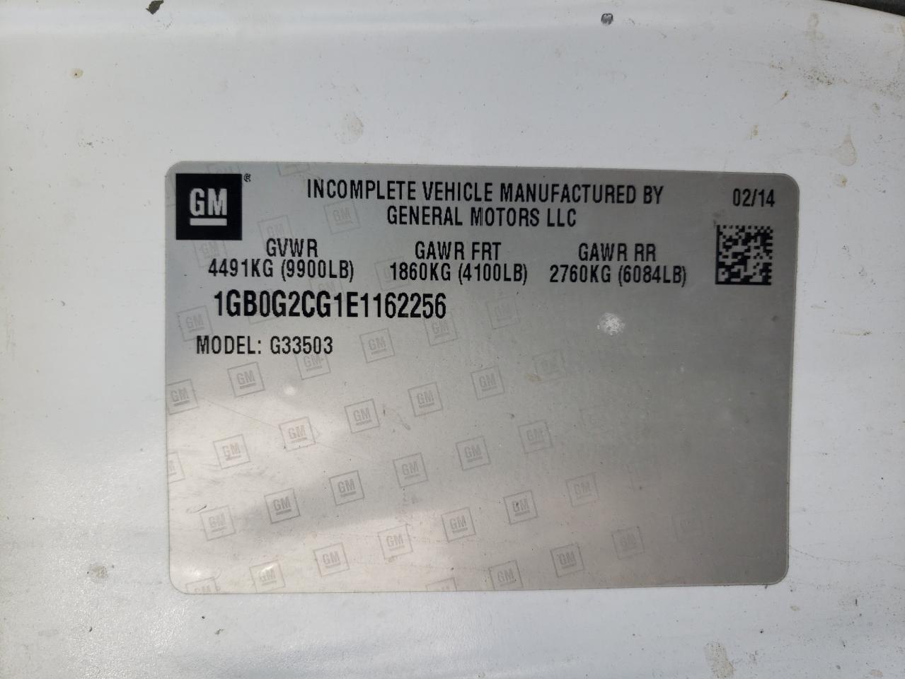 2014 Chevrolet Express G3500 VIN: 1GB0G2CG1E1162256 Lot: 68182075