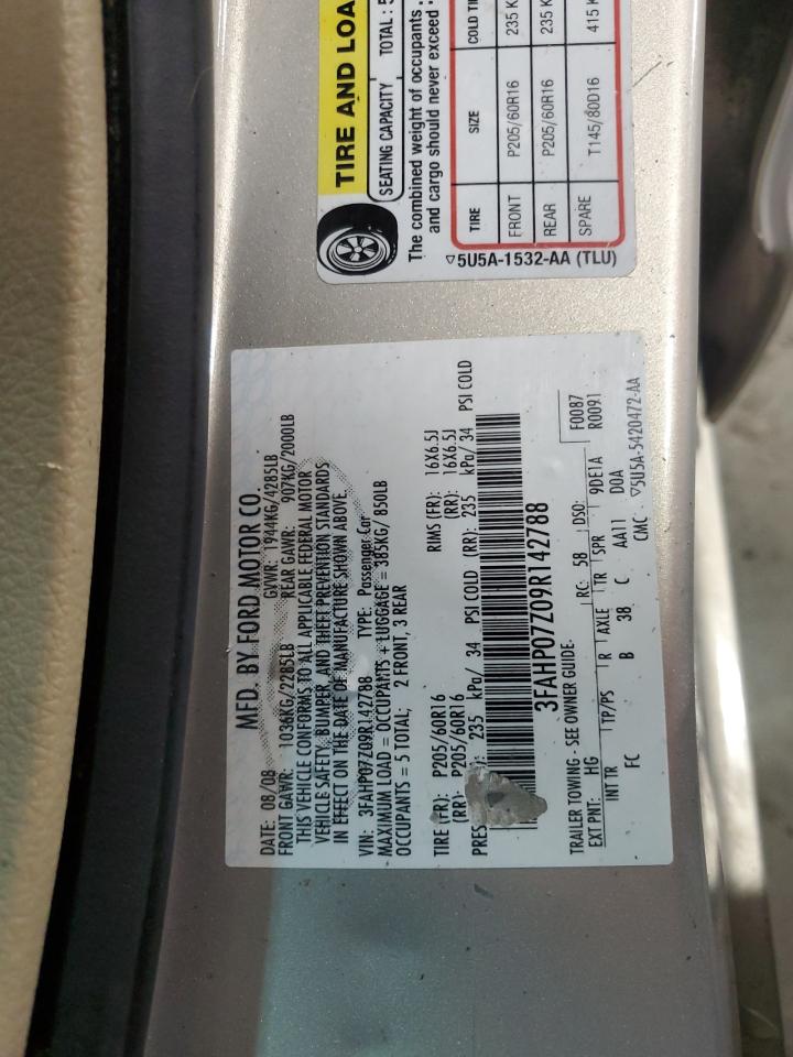 2009 Ford Fusion Se VIN: 3FAHP07Z09R142788 Lot: 68660145