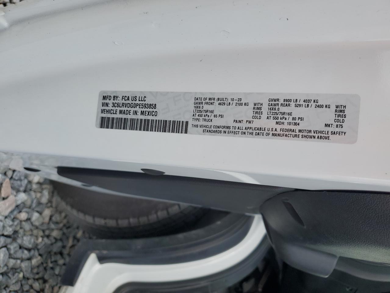 2023 Ram Trucks Promaster - Trucks VIN: 3C6LRVDG0PE593858 Lot: 71936725