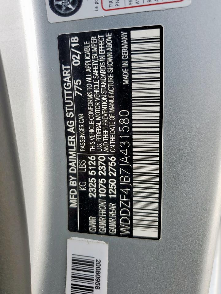 WDDZF4JB7JA431580 2018 Mercedes-Benz E 300