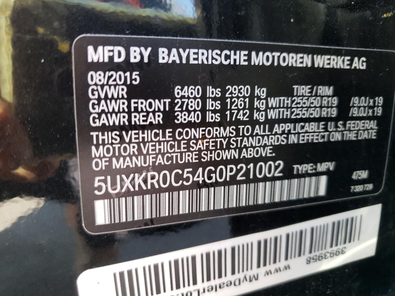 2016 BMW X5 xDrive35I VIN: 5UXKR0C54G0P21002 Lot: 68974425