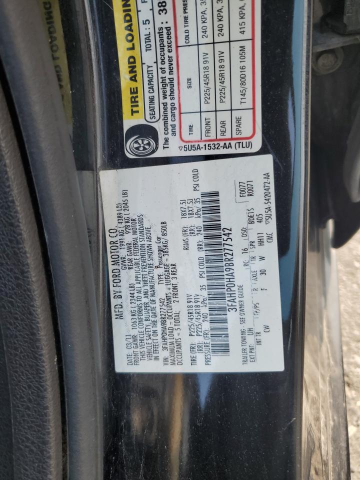 2011 Ford Fusion Se VIN: 3FAHP0HA9BR277542 Lot: 67869355