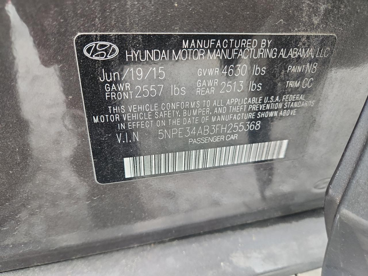 2015 Hyundai Sonata Sport VIN: 5NPE34AB3FH255368 Lot: 70831685