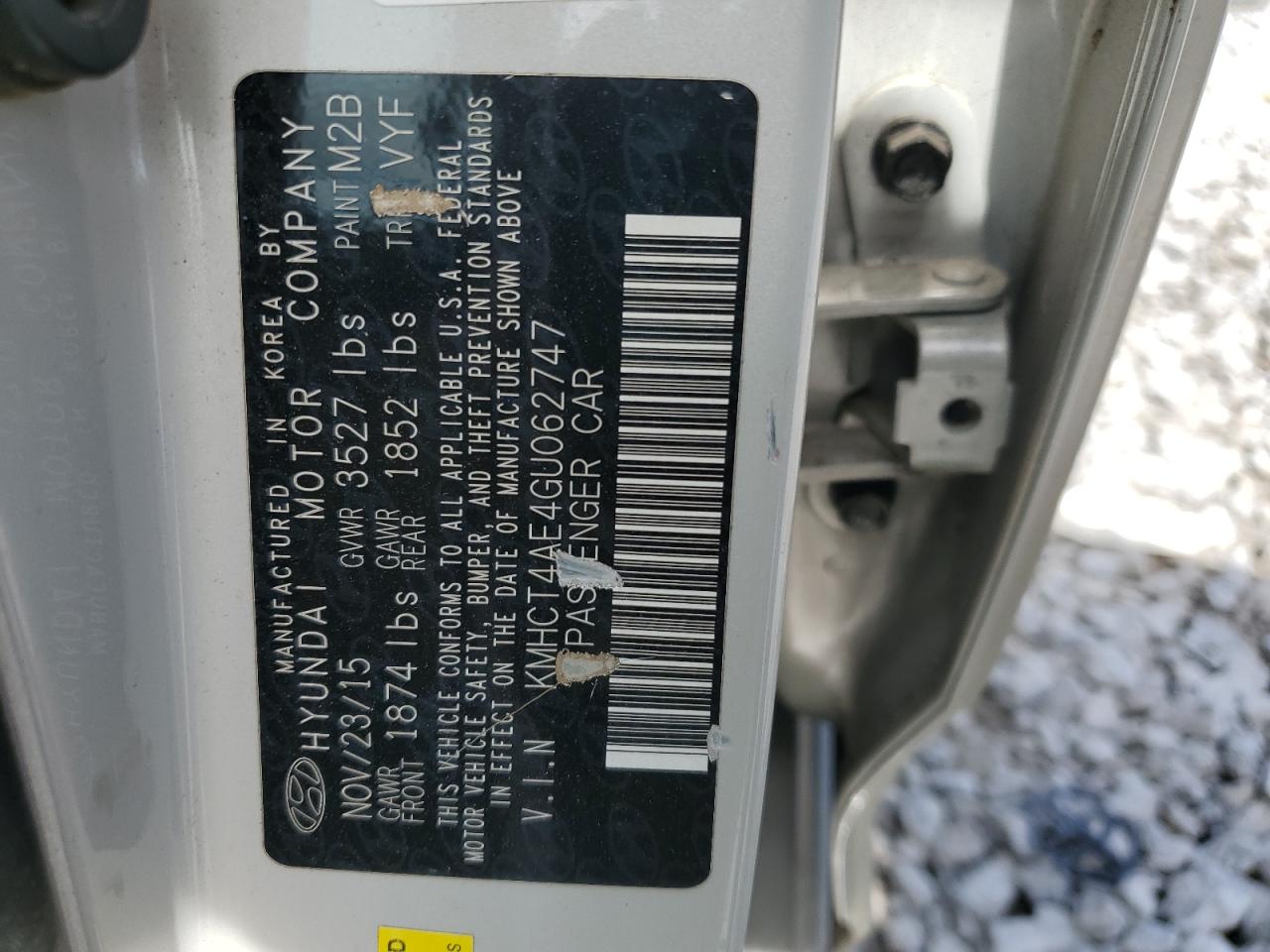 2016 Hyundai Accent Se VIN: KMHCT4AE4GU062747 Lot: 69324715