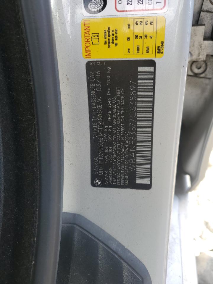 2007 BMW 525 Xi VIN: WBANF33577CS38897 Lot: 71030945