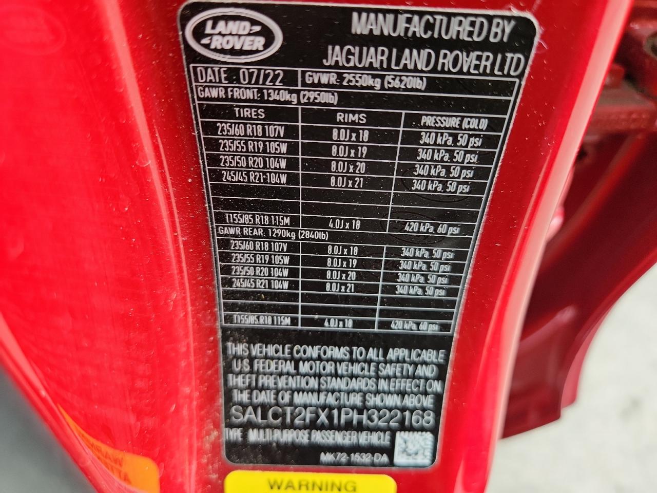 2023 Land Rover Discovery Sport S R-Dynamic VIN: SALCT2FX1PH322168 Lot: 69844805