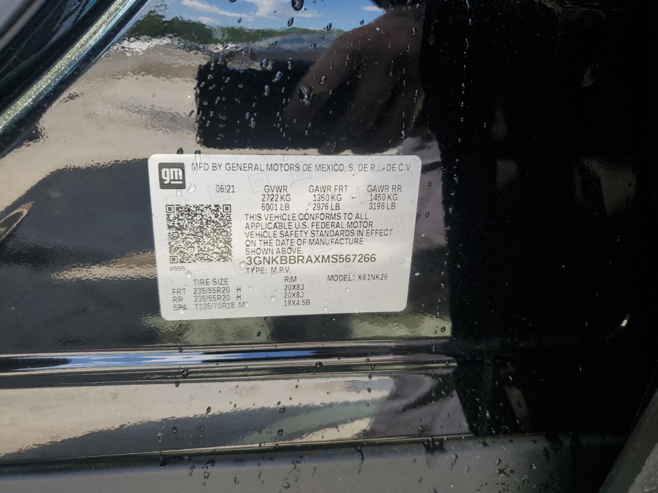 2021 Chevrolet Blazer 1Lt VIN: 3GNKBBRAXMS567266 Lot: 68942825