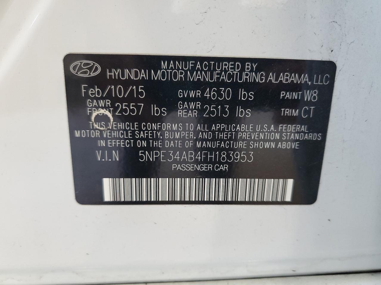 2015 Hyundai Sonata Sport VIN: 5NPE34AB4FH183953 Lot: 69575695