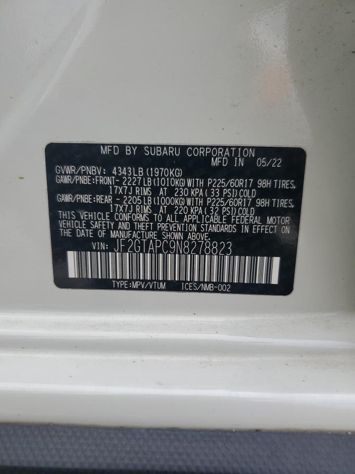 2022 Subaru Crosstrek Premium VIN: JF2GTAPC9N8278823 Lot: 67371325