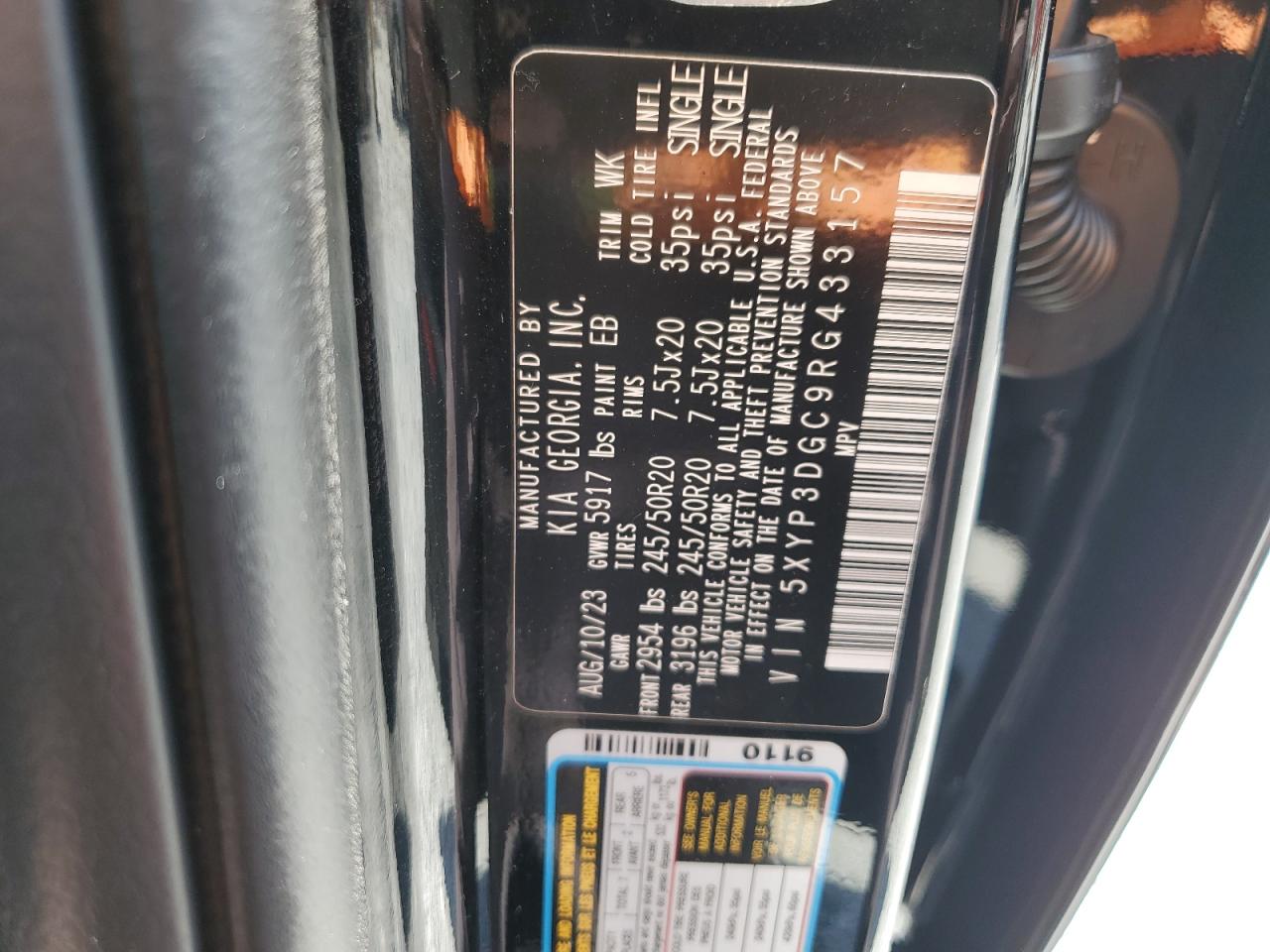 2024 Kia Telluride Ex VIN: 5XYP3DGC9RG433157 Lot: 69045665