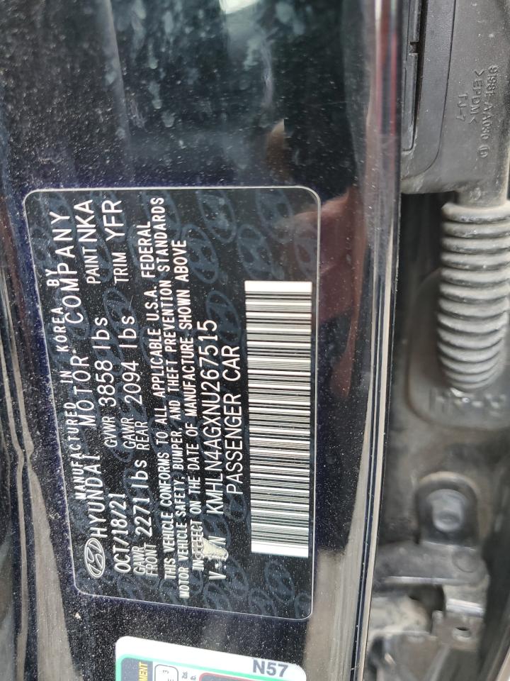 2022 Hyundai Elantra Sel VIN: KMHLN4AGXNU267515 Lot: 66341035