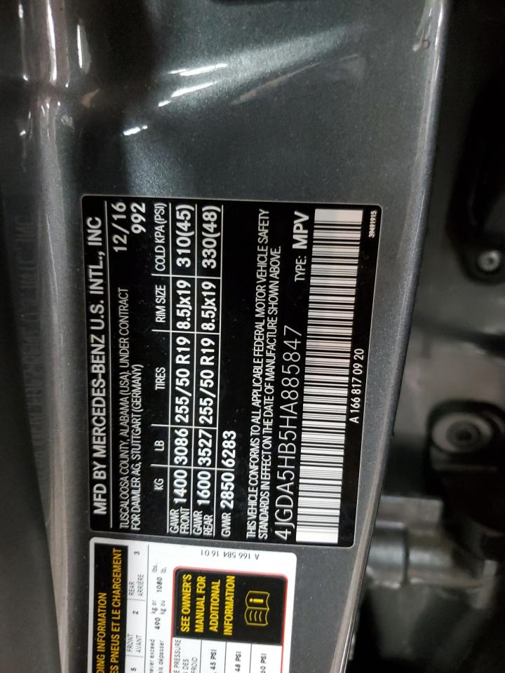 2017 Mercedes-Benz Gle 350 4Matic VIN: 4JGDA5HB5HA885847 Lot: 68222475