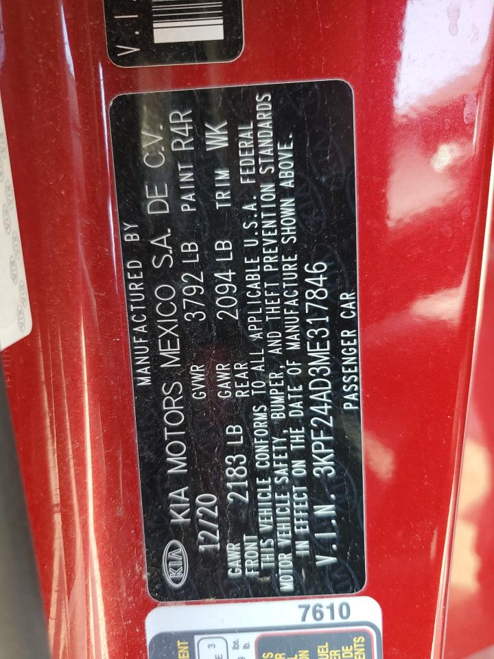 2021 Kia Forte Fe VIN: 3KPF24AD3ME317846 Lot: 69451405