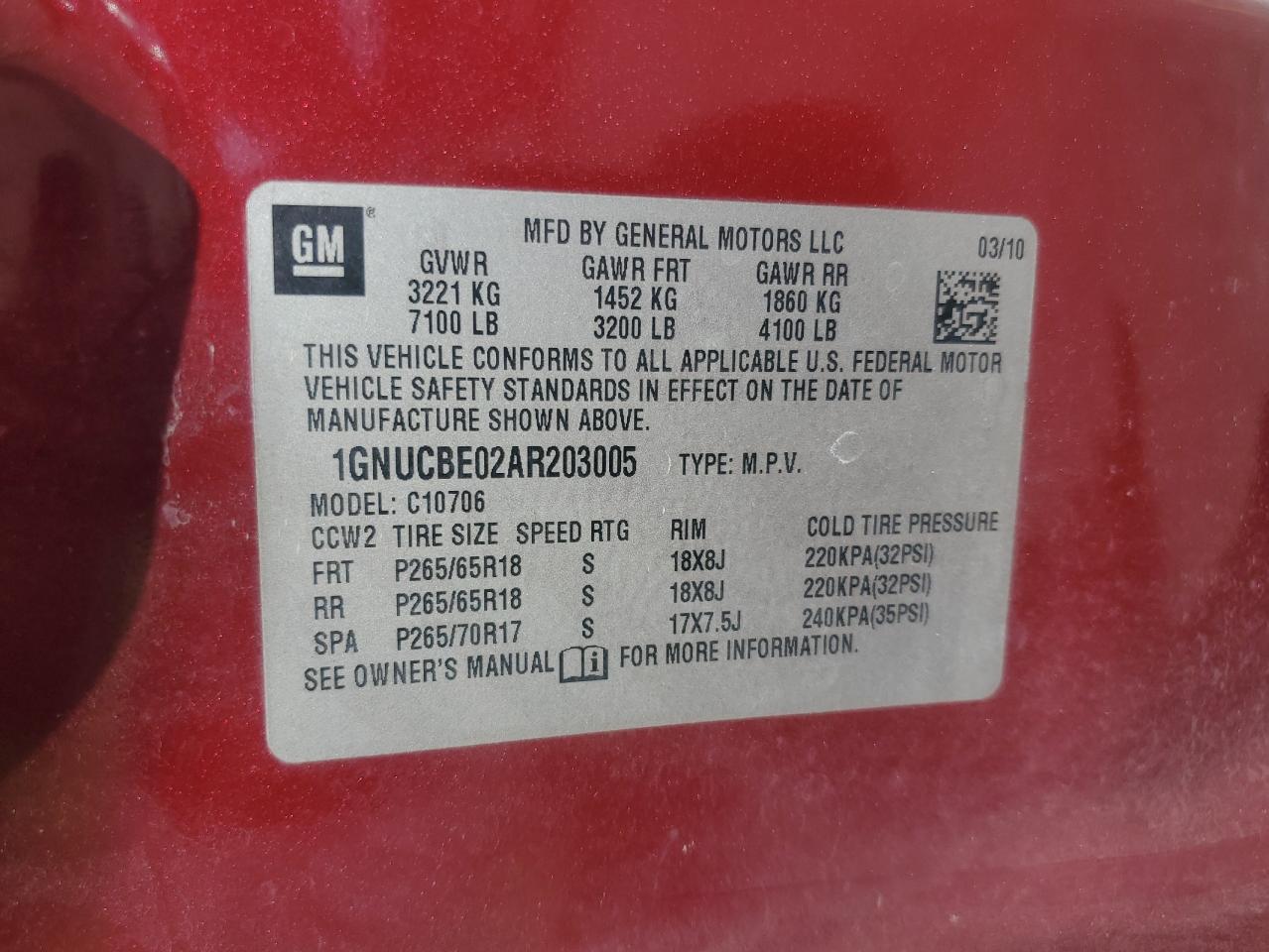 2010 Chevrolet Tahoe C1500 Lt VIN: 1GNUCBE02AR203005 Lot: 70588345