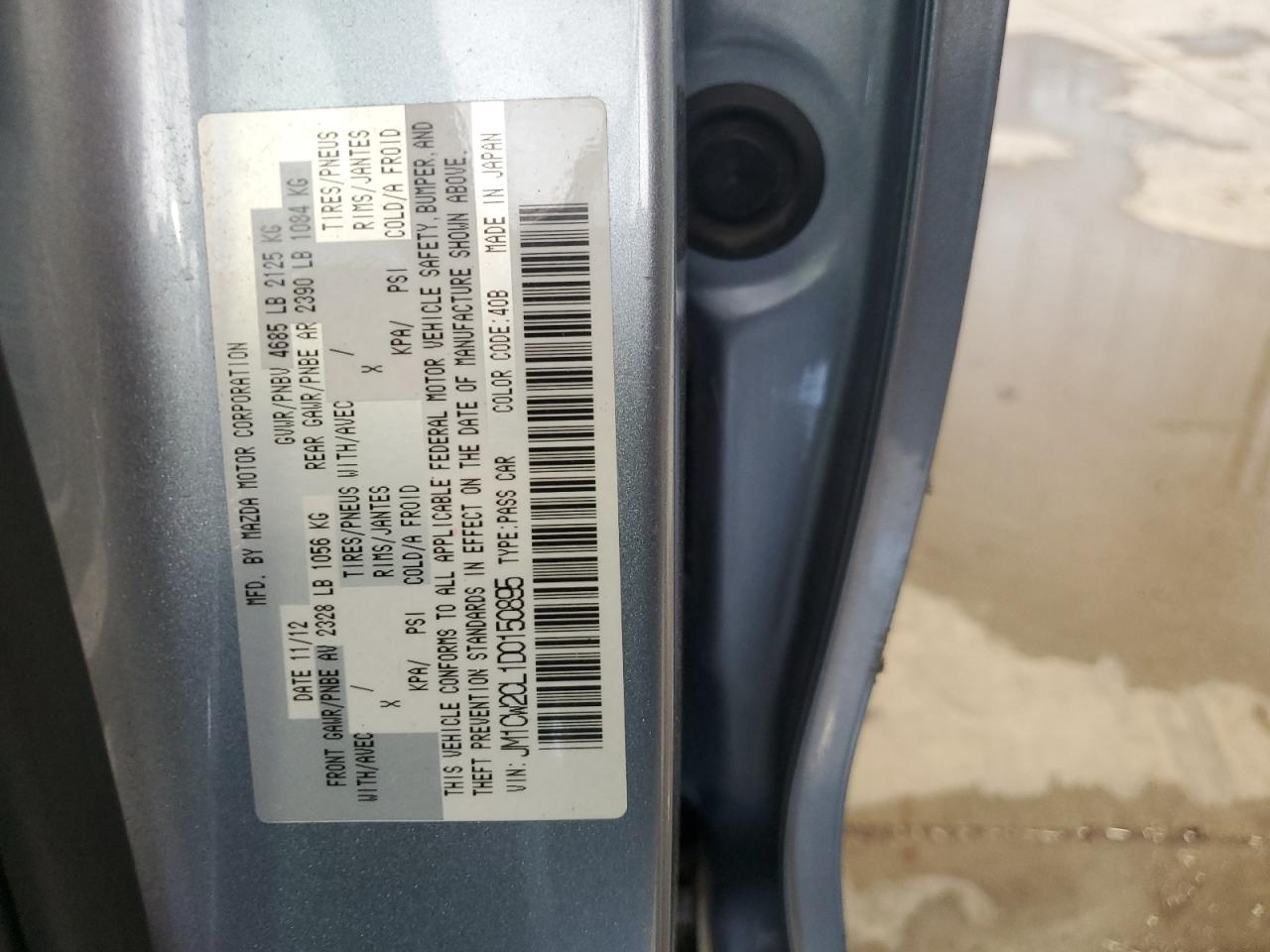 2013 Mazda 5 VIN: JM1CW2CL1D0150895 Lot: 68849315