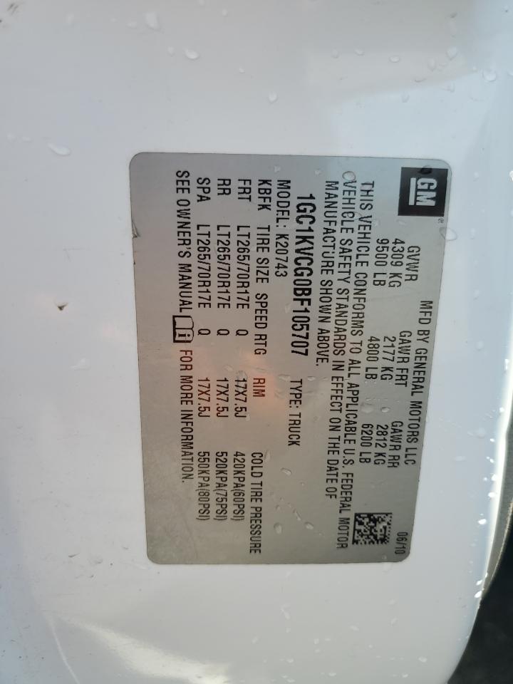 2011 Chevrolet Silverado K2500 Heavy Duty VIN: 1GC1KVCG0BF105707 Lot: 67746505