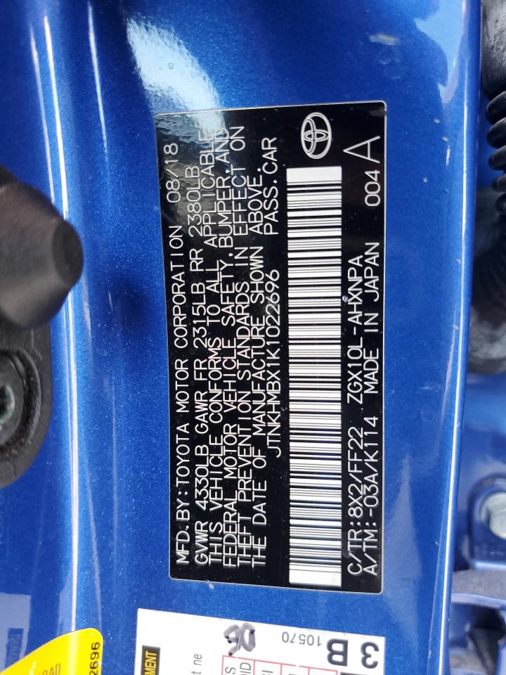 2019 Toyota C-Hr Xle VIN: JTNKHMBX1K1022696 Lot: 68620895