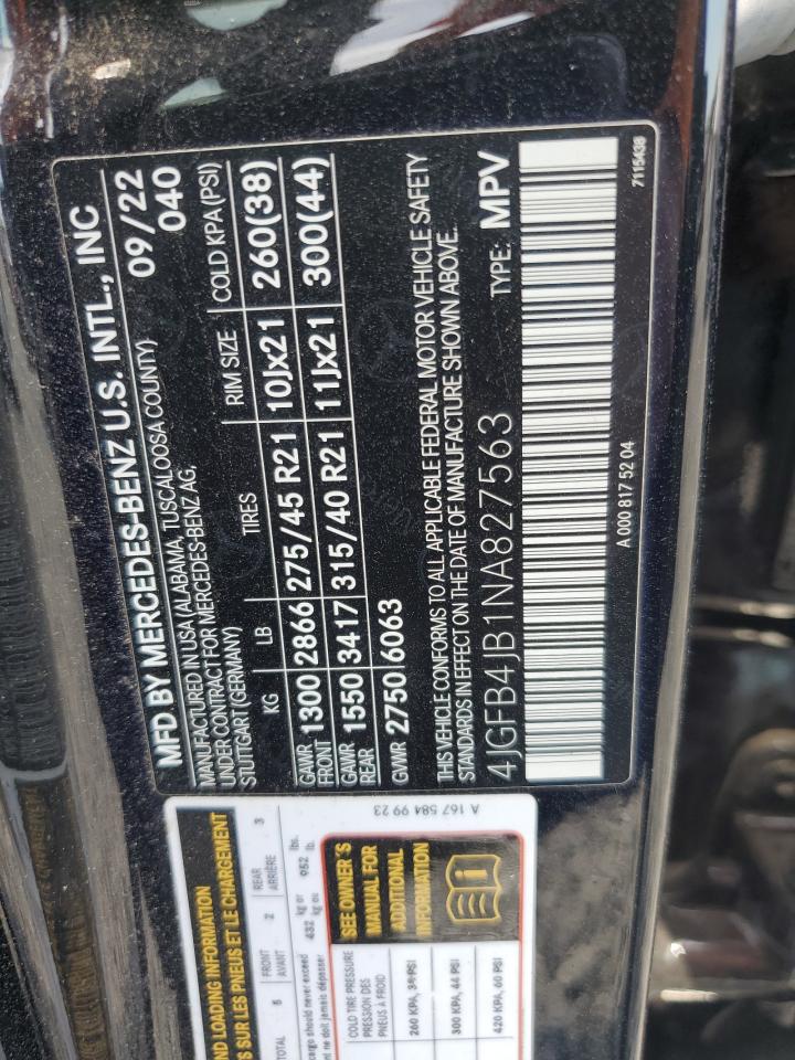 2022 Mercedes-Benz Gle 350 VIN: 4JGFB4JB1NA827563 Lot: 69111485