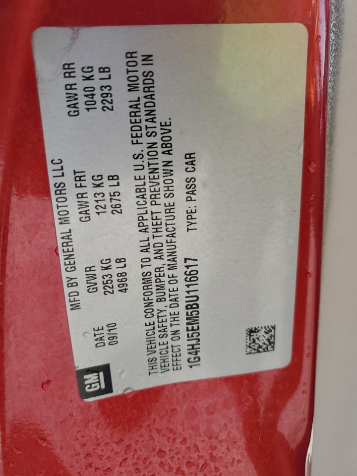 2011 Buick Lucerne Cxl VIN: 1G4HJ5EM5BU116617 Lot: 70507205