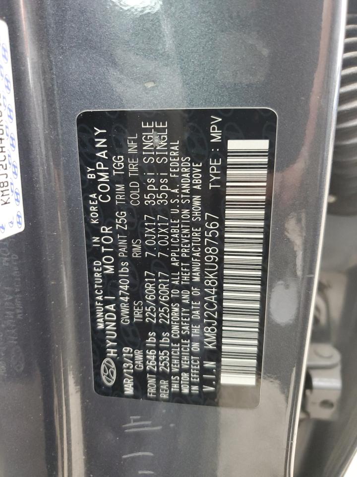 2019 Hyundai Tucson Se VIN: KM8J2CA48KU987567 Lot: 68457645