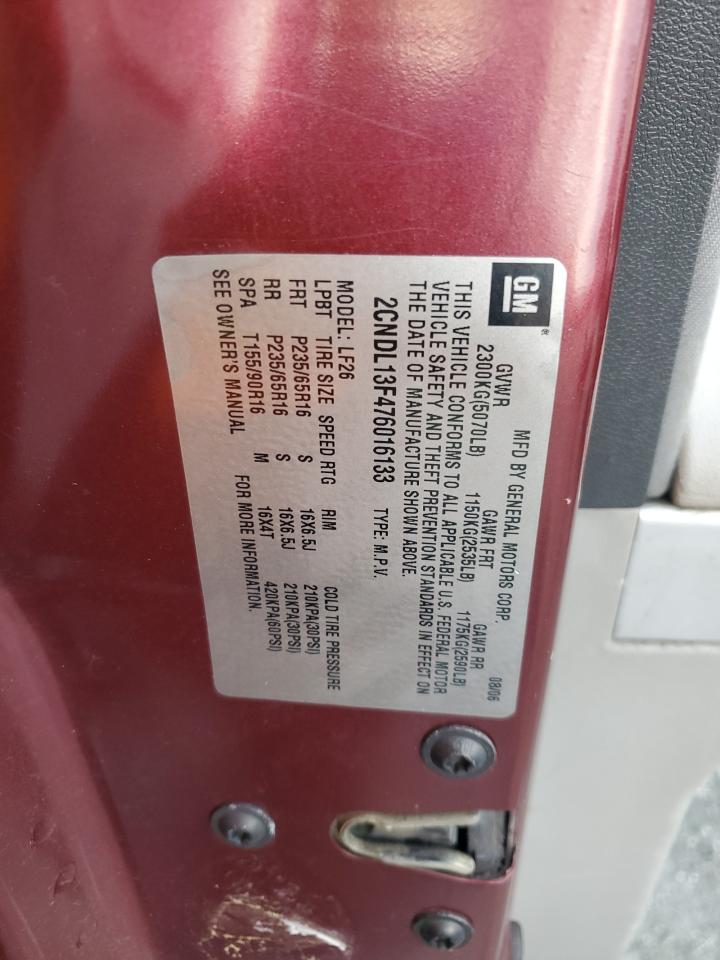 2007 Chevrolet Equinox Ls VIN: 2CNDL13F476016133 Lot: 67396935