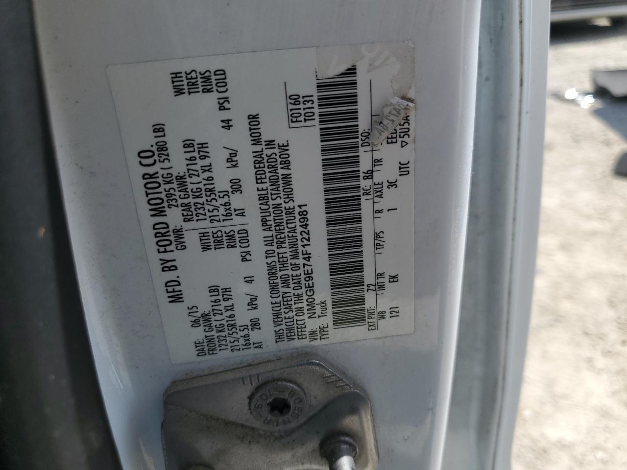 2015 Ford Transit Connect Xl VIN: NM0GE9E74F1224981 Lot: 67088305