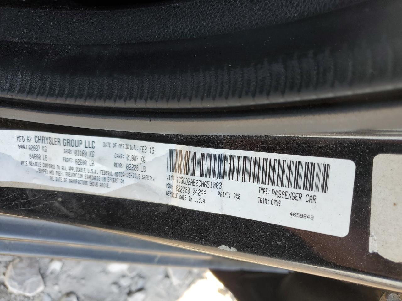 2013 Dodge Avenger Se VIN: 1C3CDZAB0DN651003 Lot: 70358575