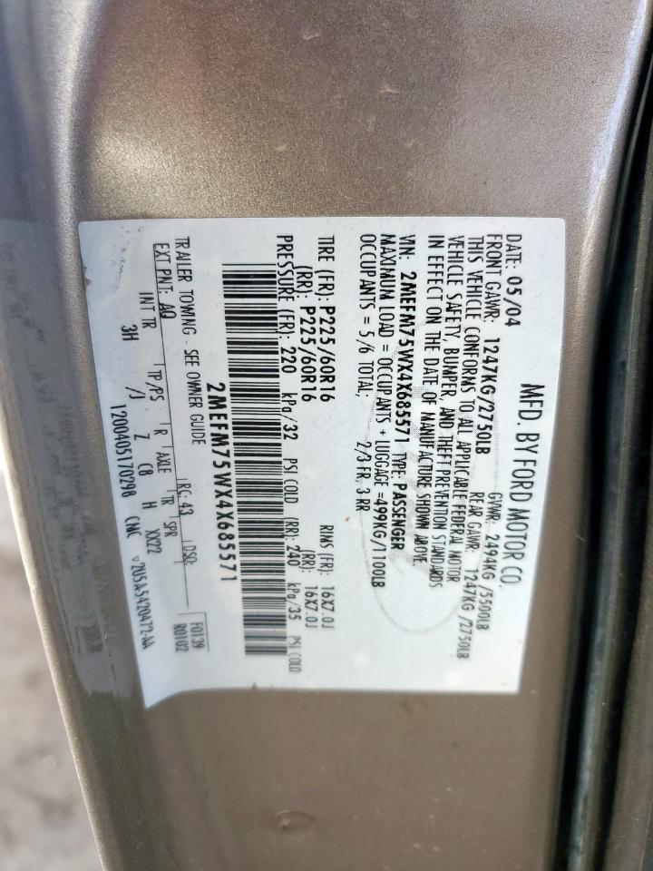 2004 Mercury Grand Marquis Ls VIN: 2MEFM75WX4X685571 Lot: 70755225