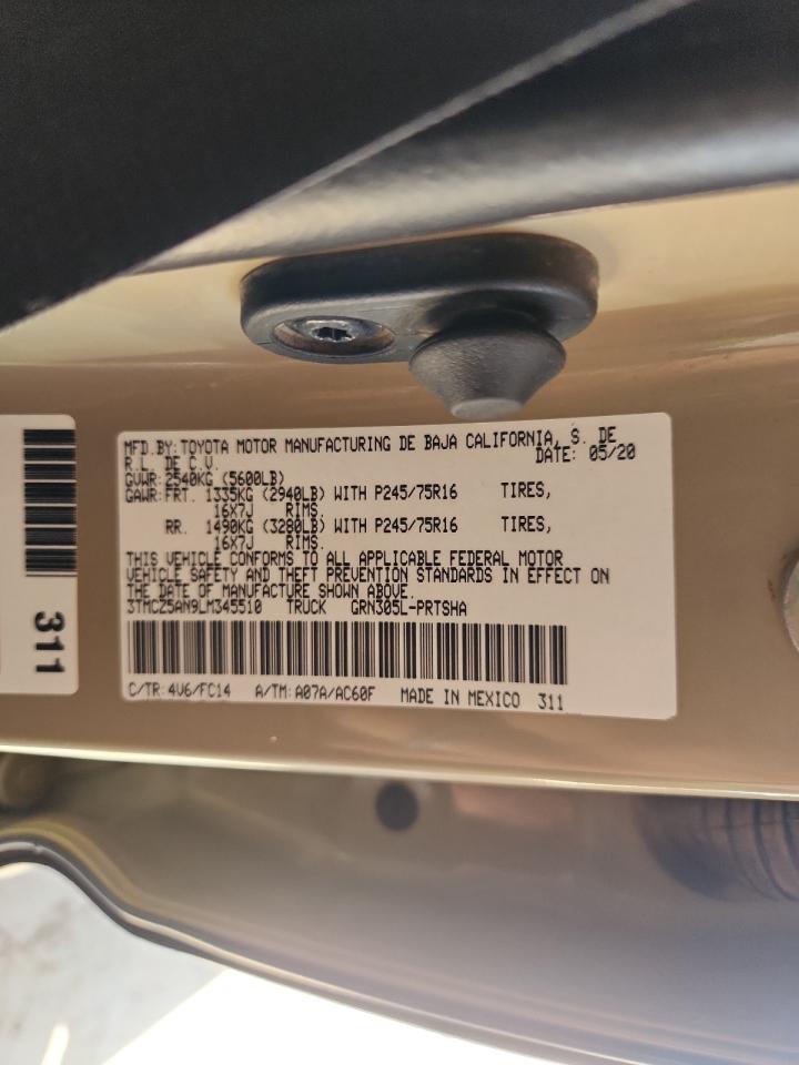 2020 Toyota Tacoma Double Cab VIN: 3TMCZ5AN9LM345510 Lot: 68050285