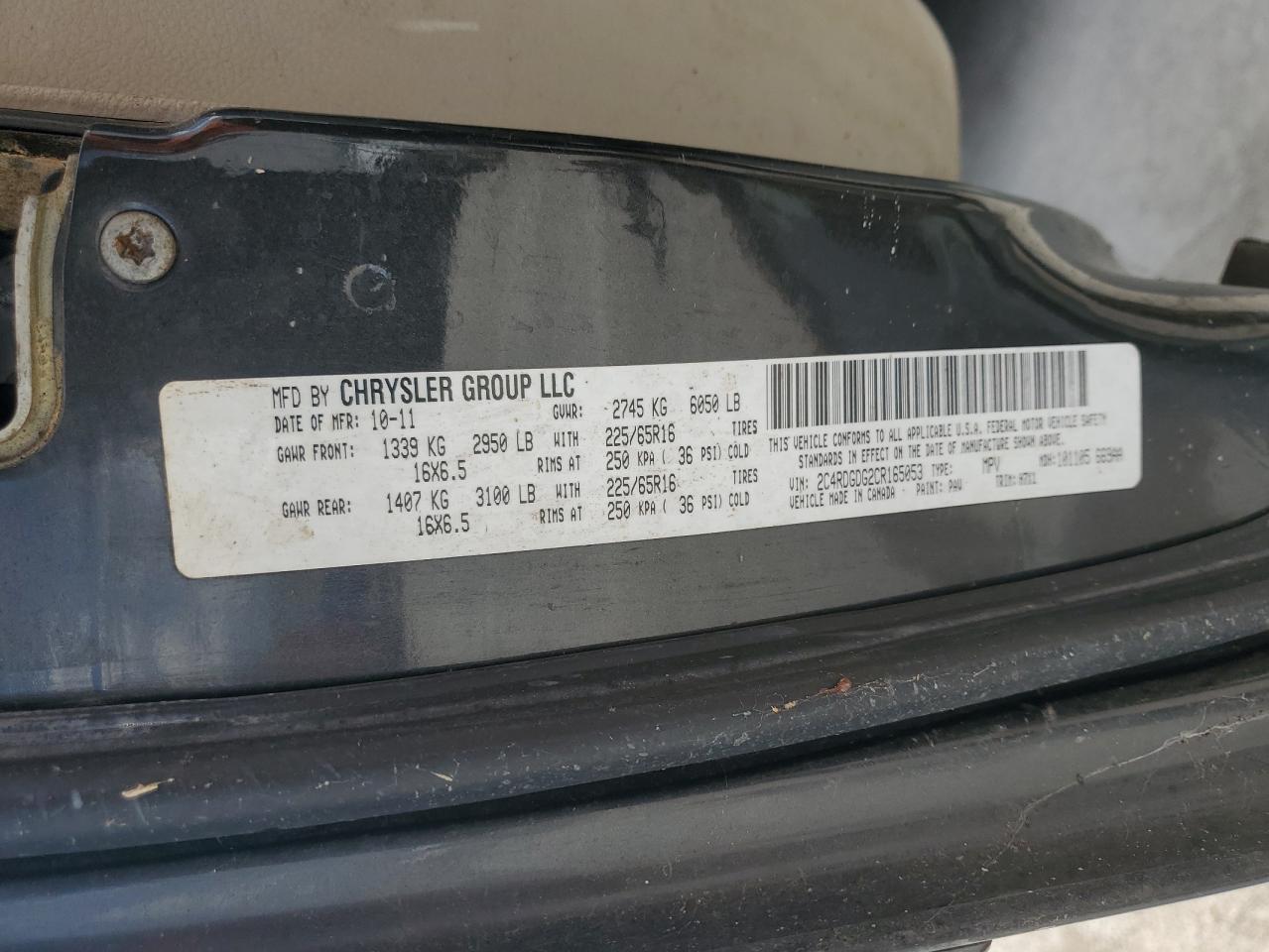 2012 Dodge Grand Caravan Crew VIN: 2C4RDGDG2CR165053 Lot: 68439065