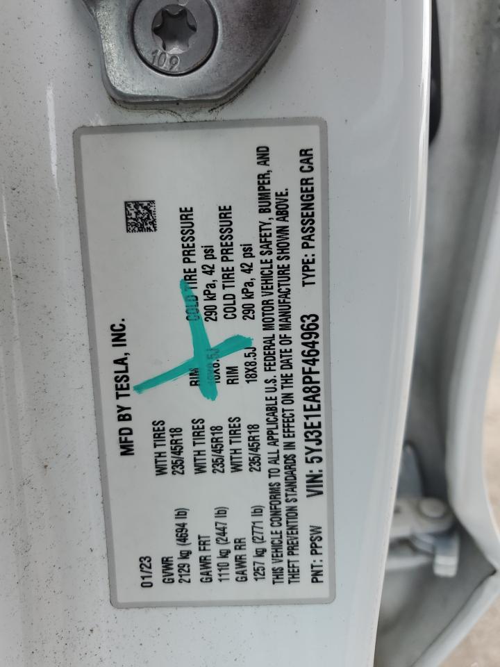 2023 Tesla Model 3 VIN: 5YJ3E1EA8PF464963 Lot: 69911825