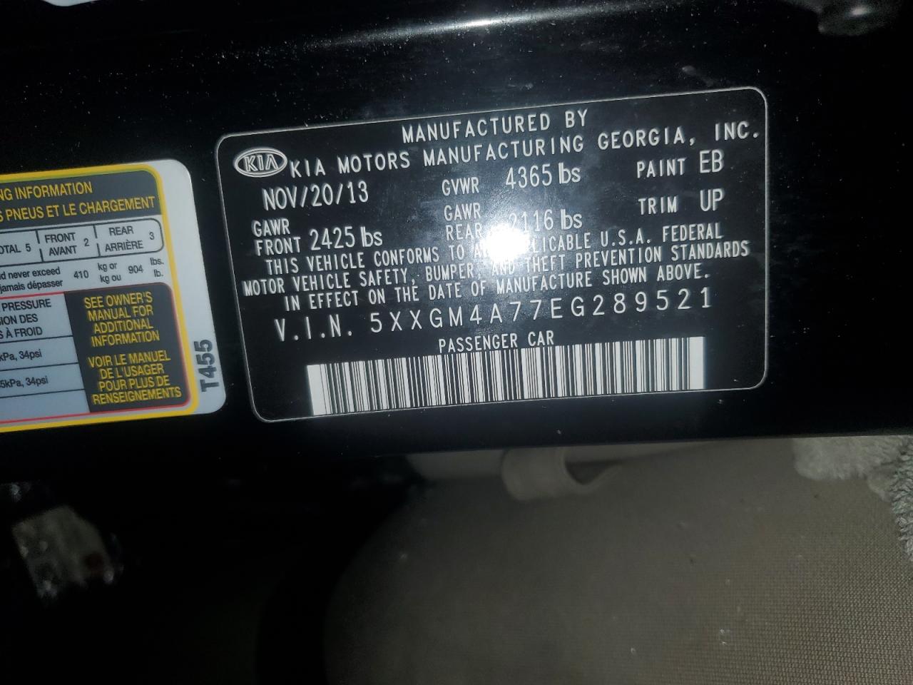 2014 Kia Optima Lx VIN: 5XXGM4A77EG289521 Lot: 68516265