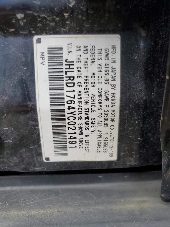 2000 Honda Cr-V Ex VIN: JHLRD1764YC021491 Lot: 68278305