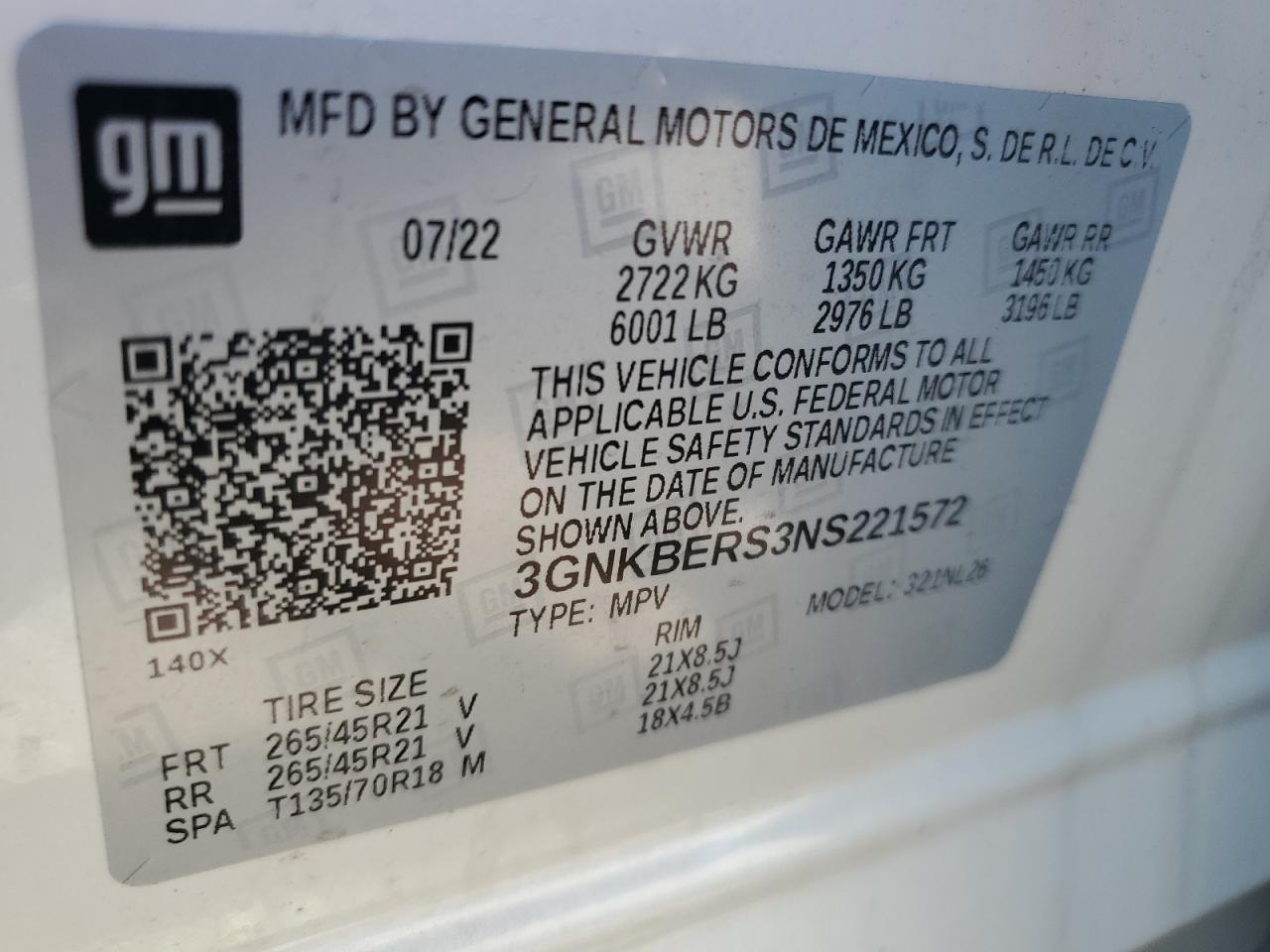 2022 Chevrolet Blazer Rs VIN: 3GNKBERS3NS221572 Lot: 67454635