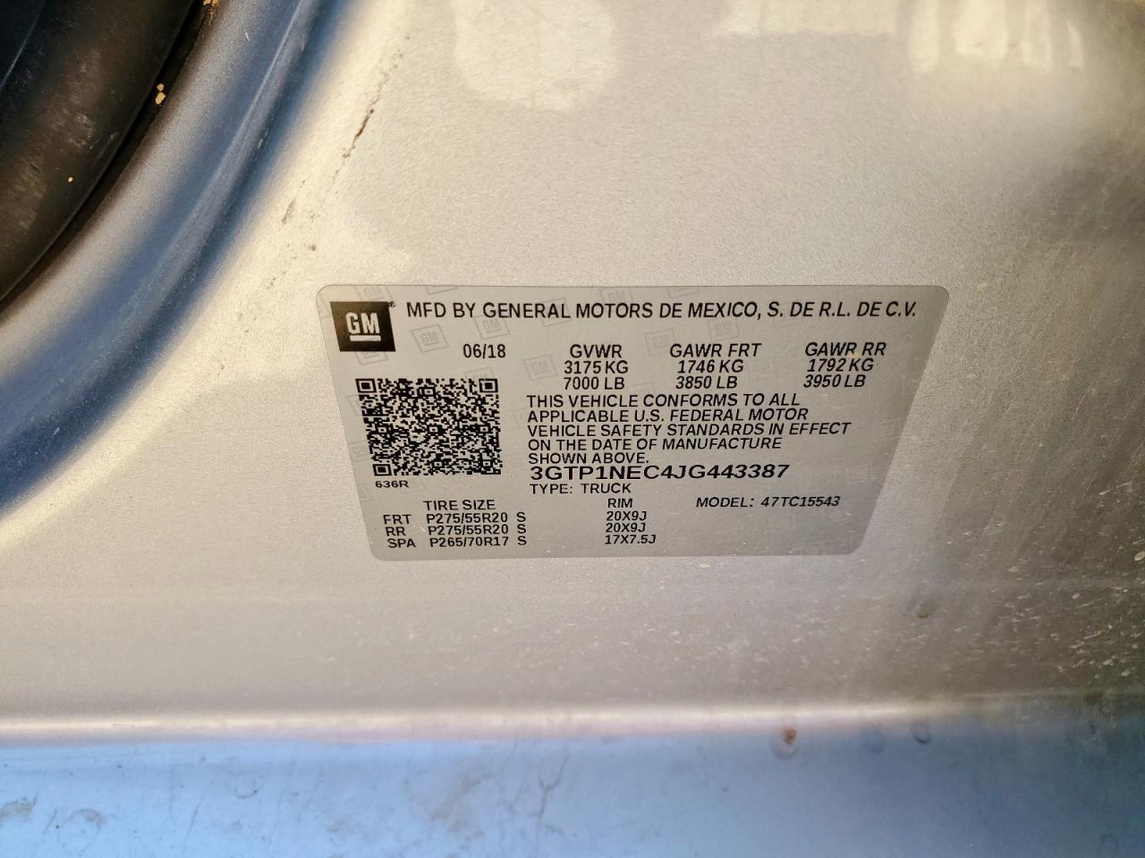 2018 GMC Sierra C1500 Slt VIN: 3GTP1NEC4JG443387 Lot: 67355445