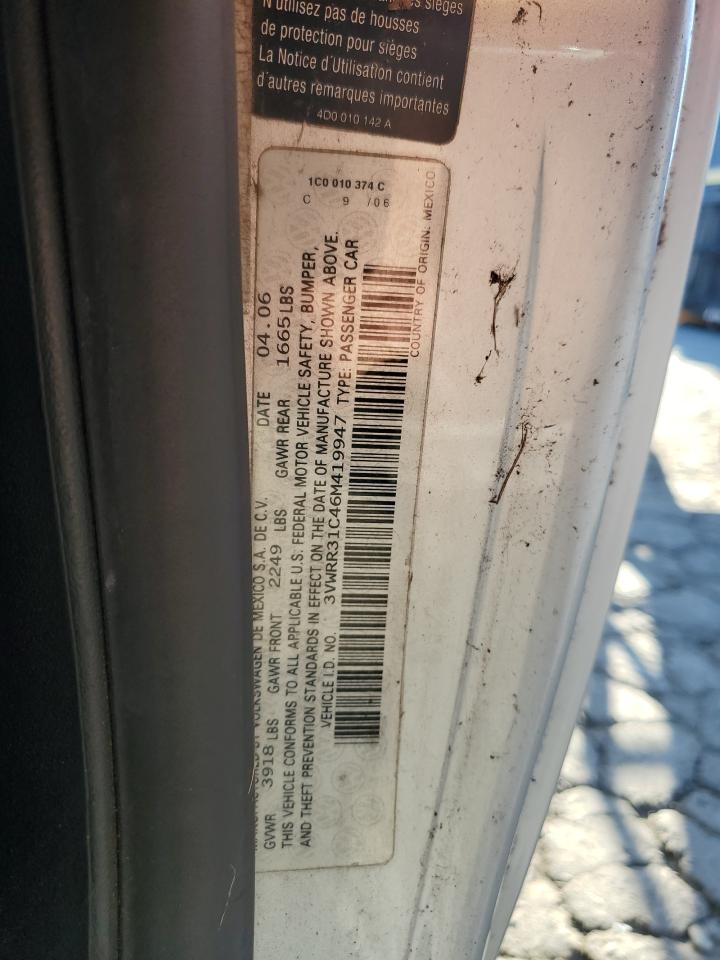 2006 Volkswagen New Beetle Tdi Option Package 1 VIN: 3VWRR31C46M419947 Lot: 70349295