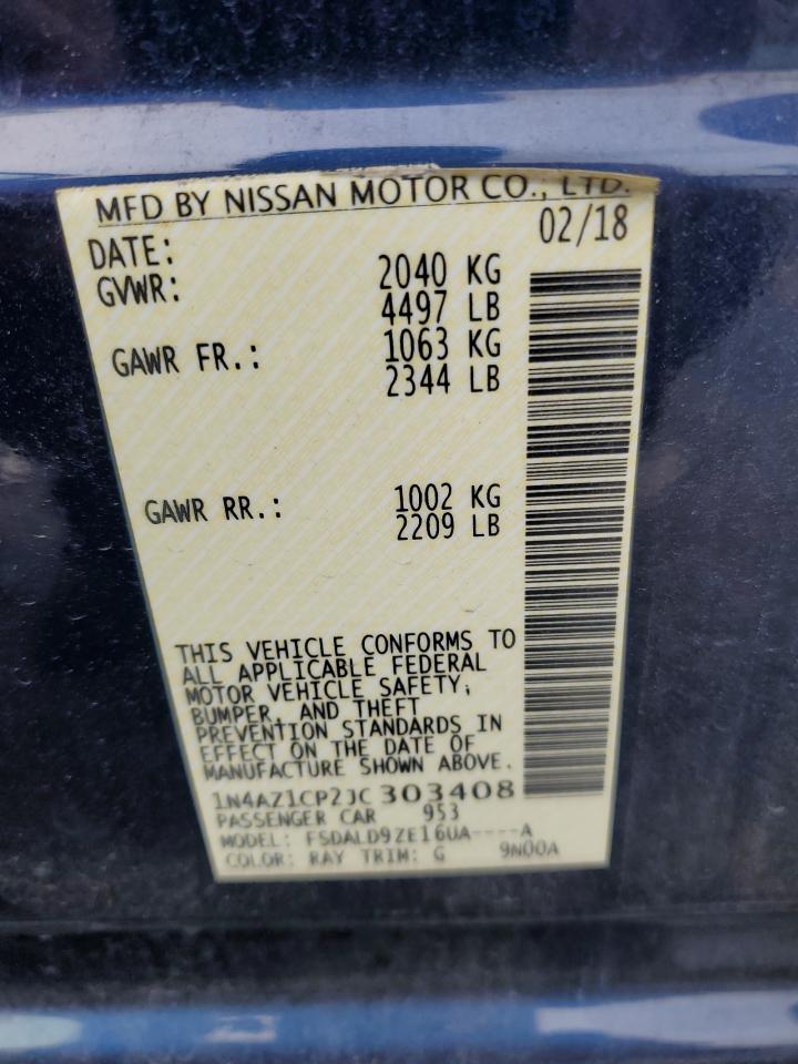 2018 Nissan Leaf S VIN: 1N4AZ1CP2JC303408 Lot: 67833325