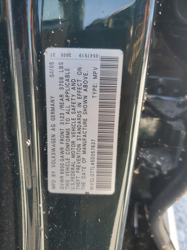 2005 Volkswagen Touareg 3.2 VIN: WVGLG77L45D057637 Lot: 70389755