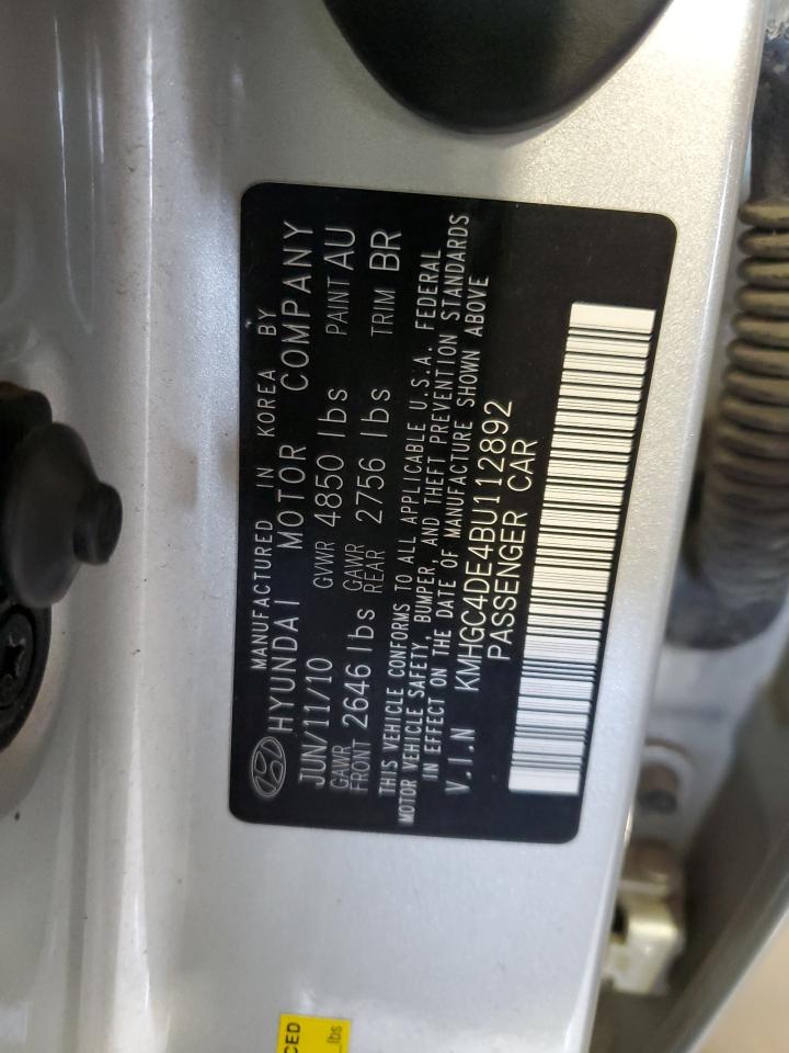 2011 Hyundai Genesis 3.8L VIN: KMHGC4DE4BU112892 Lot: 67320695