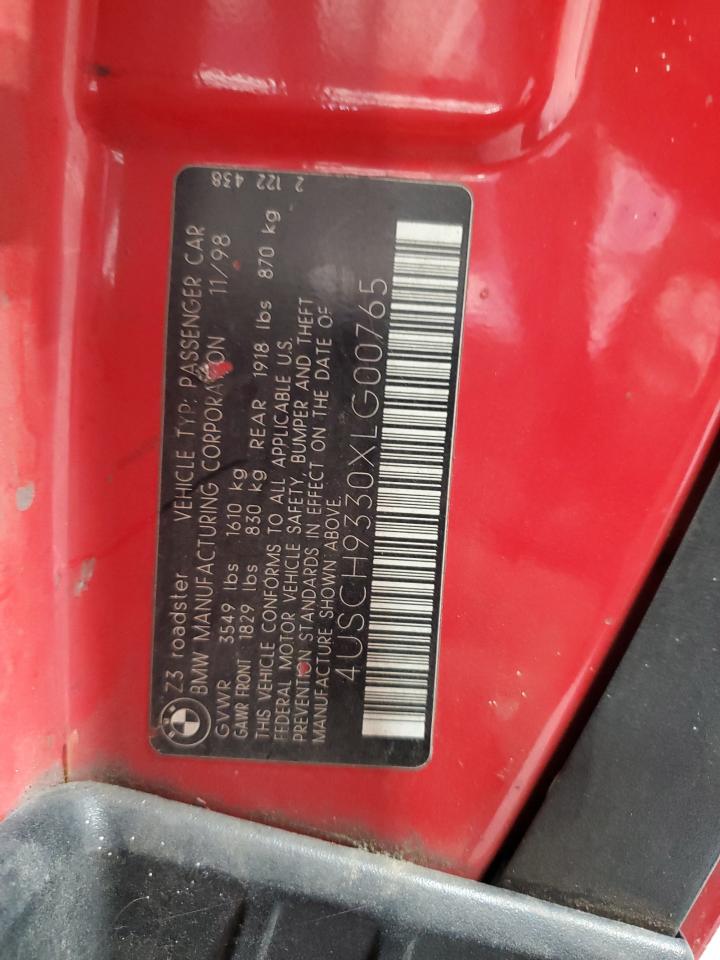 1999 BMW Z3 2.3 VIN: 4USCH9330XLG00765 Lot: 70543855