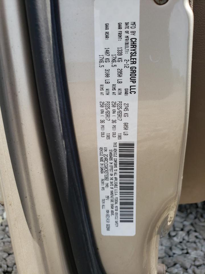 2012 Chrysler Town & Country Touring L VIN: 2C4RC1CG0CR273382 Lot: 67448635