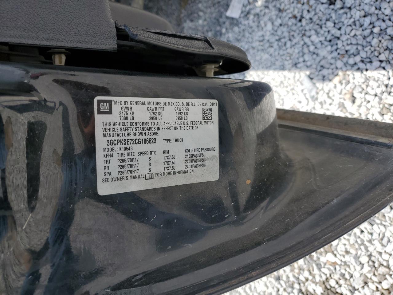 2012 Chevrolet Silverado K1500 Lt VIN: 3GCPKSE72CG106623 Lot: 70194715