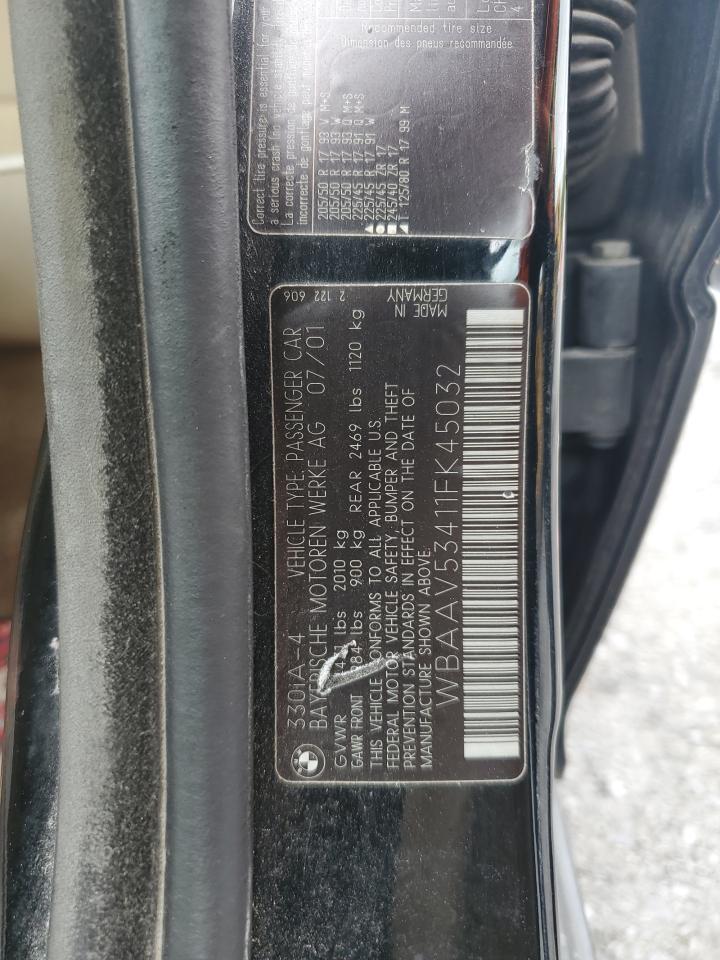 2001 BMW 330 I VIN: WBAAV53411FK45032 Lot: 69698365